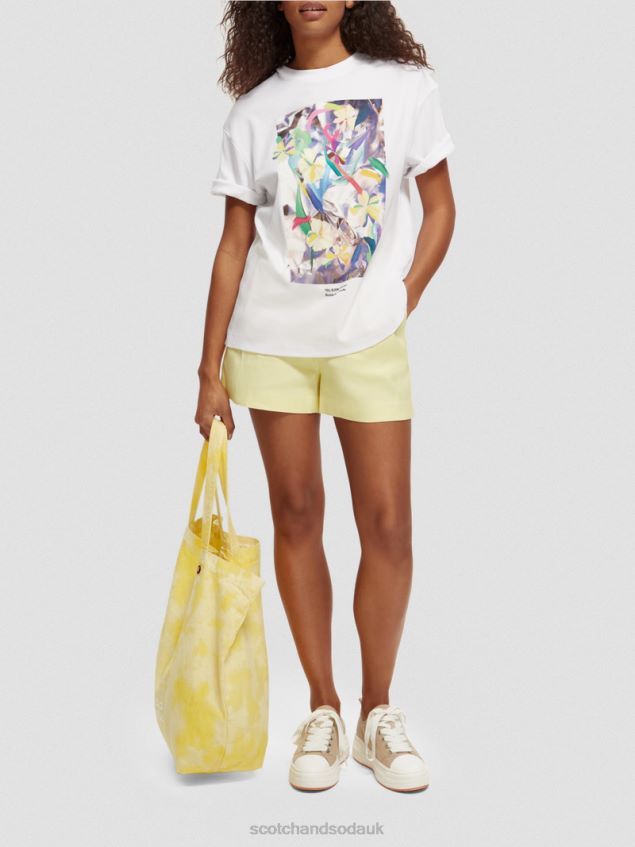 Scotch & Soda Women Loose Fit Artwork T-Shirt LP48HB92 Clothing White