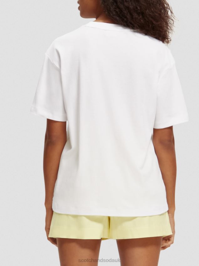 Scotch & Soda Women Loose Fit Artwork T-Shirt LP48HB92 Clothing White