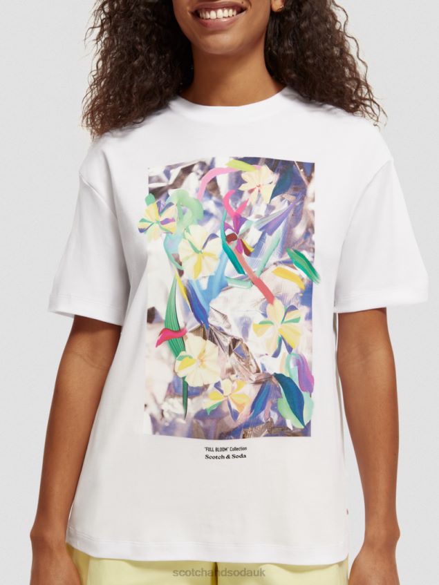 Scotch & Soda Women Loose Fit Artwork T-Shirt LP48HB92 Clothing White