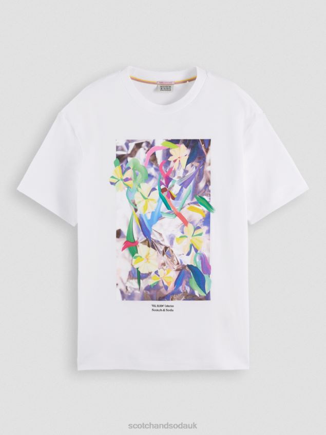 Scotch & Soda Women Loose Fit Artwork T-Shirt LP48HB92 Clothing White