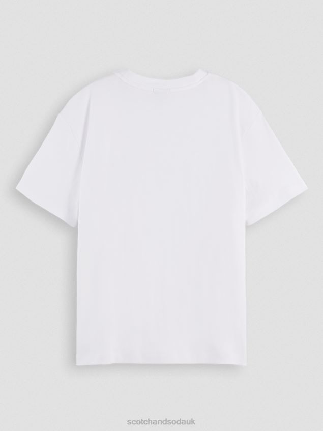 Scotch & Soda Women Loose Fit Artwork T-Shirt LP48HB92 Clothing White