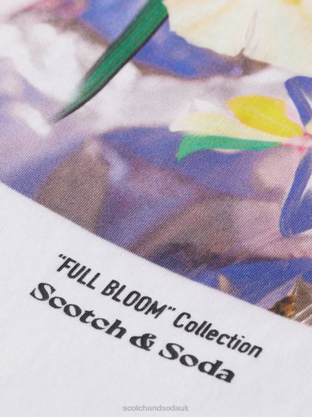 Scotch & Soda Women Loose Fit Artwork T-Shirt LP48HB92 Clothing White