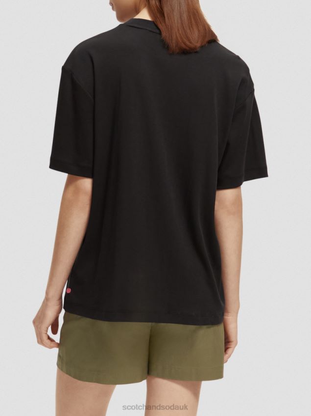 Scotch & Soda Women Loose Fit Artwork T-Shirt LP48HB93 Clothing Black