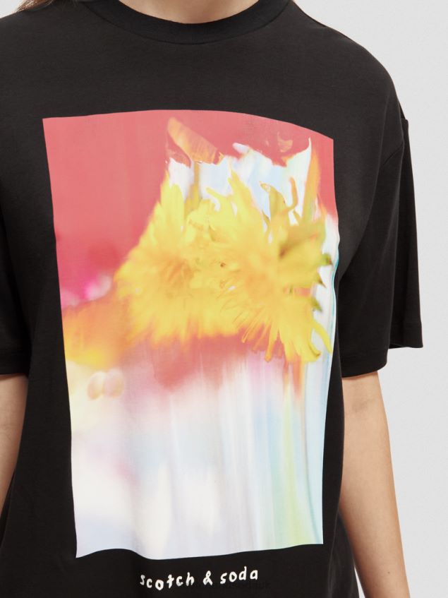 Scotch & Soda Women Loose Fit Artwork T-Shirt LP48HB93 Clothing Black