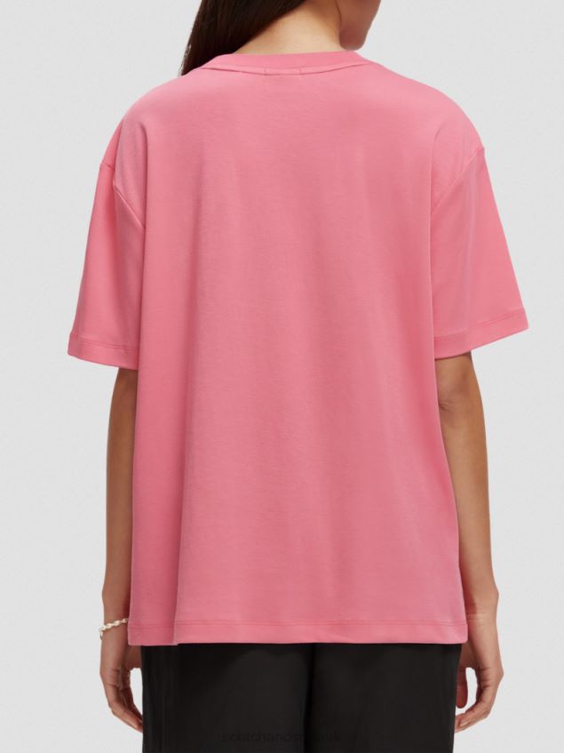 Scotch & Soda Women Loose Fit Artwork T-Shirt LP48HB94 Clothing Pink Punch