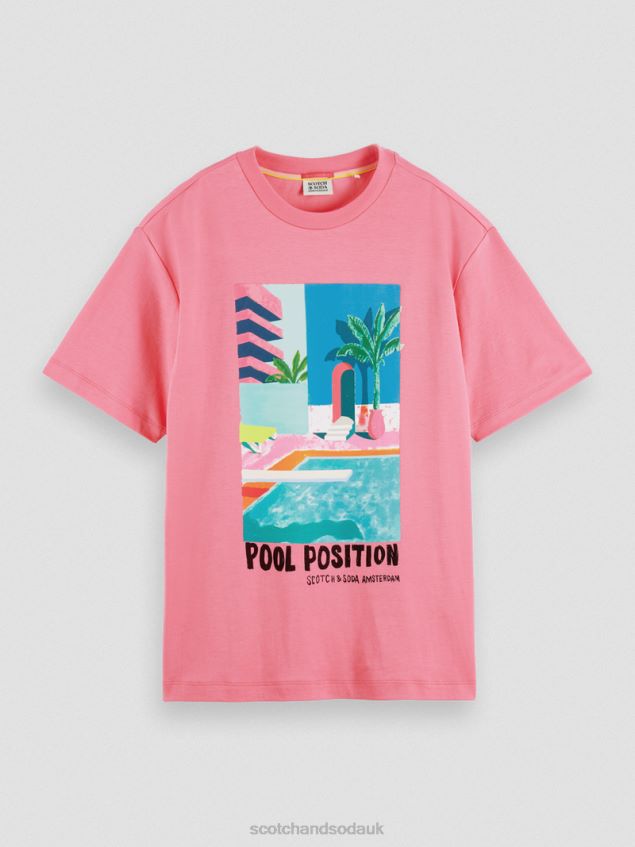 Scotch & Soda Women Loose Fit Artwork T-Shirt LP48HB94 Clothing Pink Punch