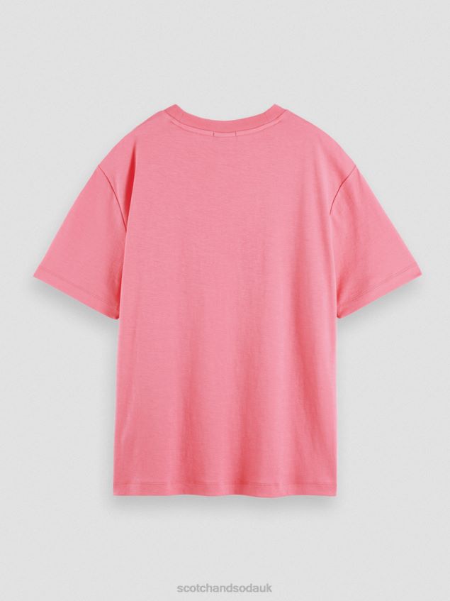 Scotch & Soda Women Loose Fit Artwork T-Shirt LP48HB94 Clothing Pink Punch