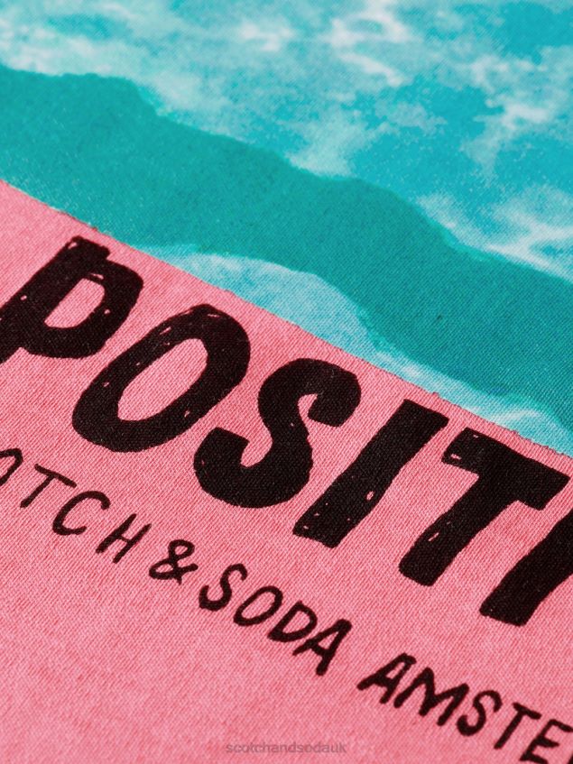 Scotch & Soda Women Loose Fit Artwork T-Shirt LP48HB94 Clothing Pink Punch