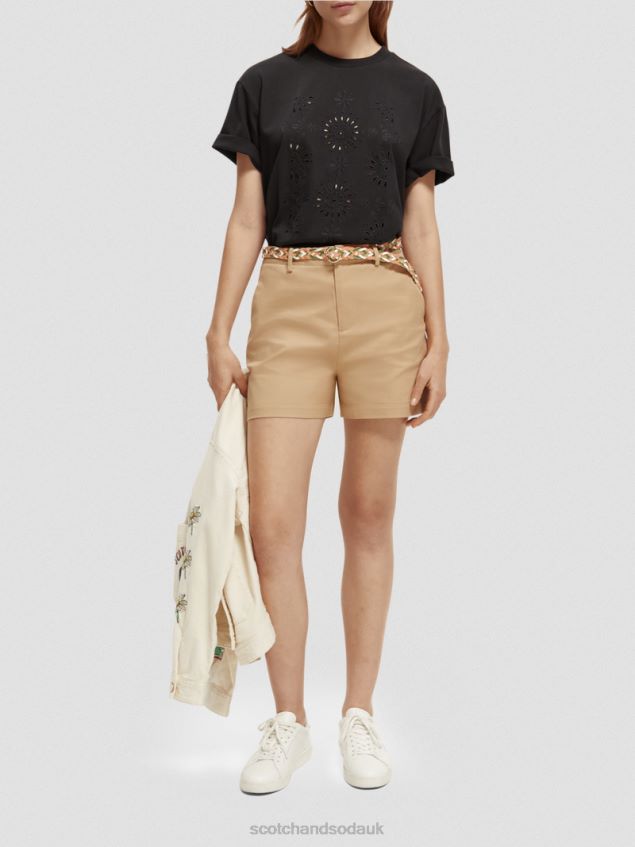 Scotch & Soda Women Loose Fit Embroidered Artwork T-Shirt LP48HB89 Clothing Black