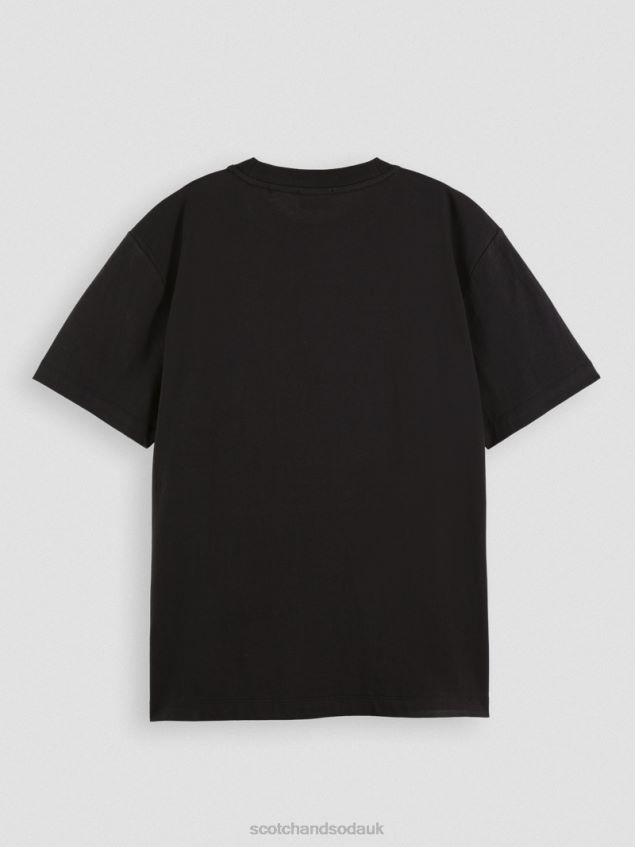 Scotch & Soda Women Loose Fit Embroidered Artwork T-Shirt LP48HB89 Clothing Black