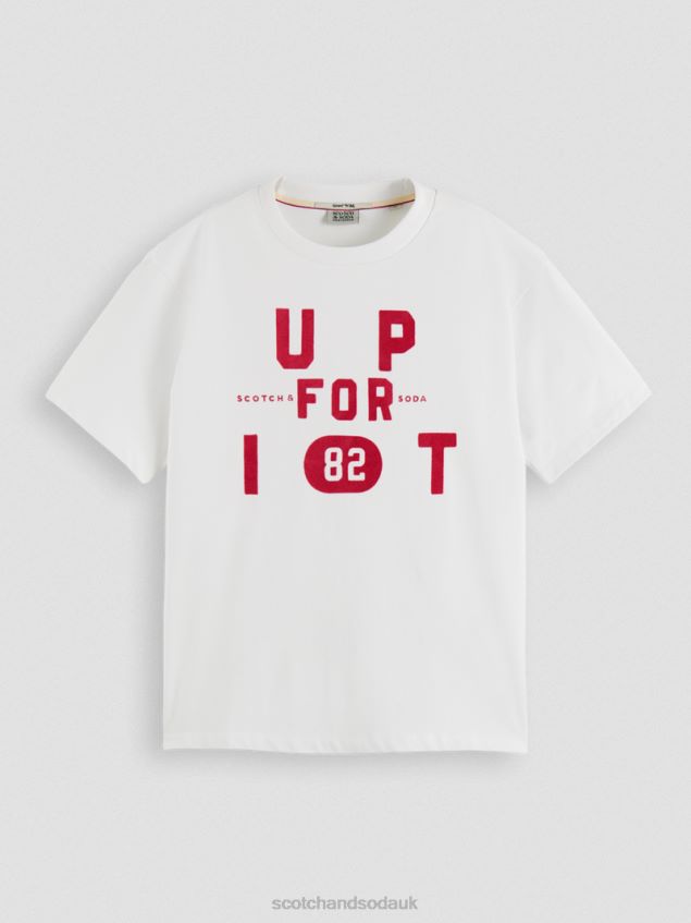 Scotch & Soda Women Loose Fit Graphic Organic T-Shirt LP48HB60 Clothing White