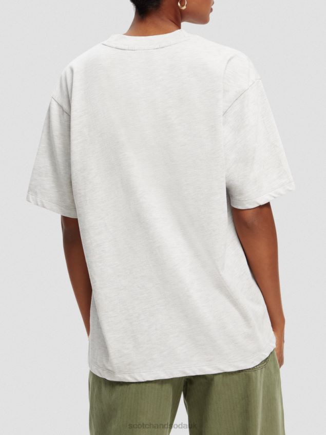 Scotch & Soda Women Loose Fit Graphic Organic T-Shirt LP48HB62 Clothing Grey Melange