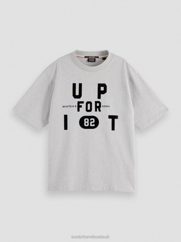 Scotch & Soda Women Loose Fit Graphic Organic T-Shirt LP48HB62 Clothing Grey Melange