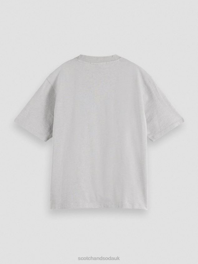 Scotch & Soda Women Loose Fit Graphic Organic T-Shirt LP48HB62 Clothing Grey Melange
