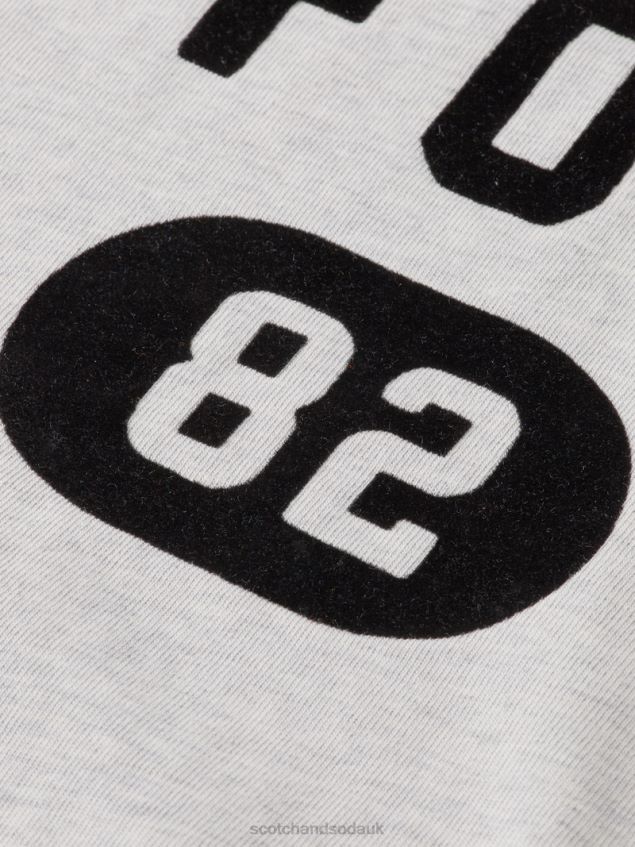 Scotch & Soda Women Loose Fit Graphic Organic T-Shirt LP48HB62 Clothing Grey Melange