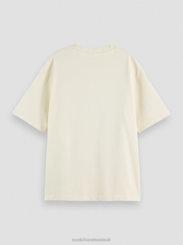 Scotch & Soda Women Loose Fit Graphic Organic T-Shirt LP48HB63 Clothing Vanilla White