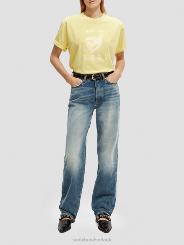 Scotch & Soda Women Loose Fit Graphic Organic T-Shirt LP48HB64 Clothing Popcorn