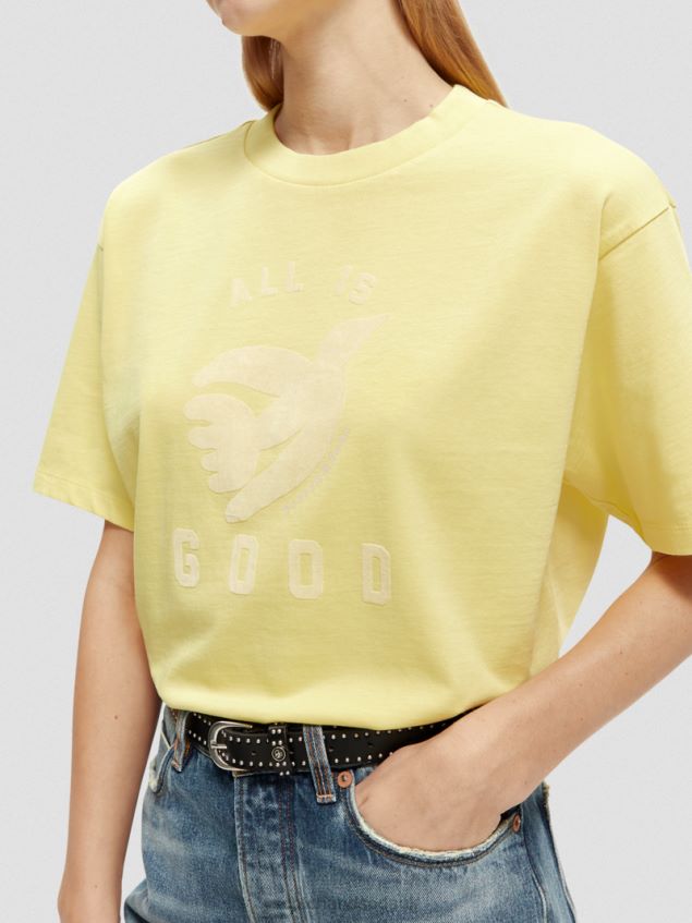 Scotch & Soda Women Loose Fit Graphic Organic T-Shirt LP48HB64 Clothing Popcorn
