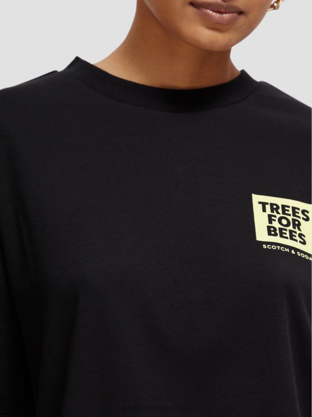 Scotch & Soda Women Loose Fit Graphic T-Shirt LP48HB115 Clothing Black