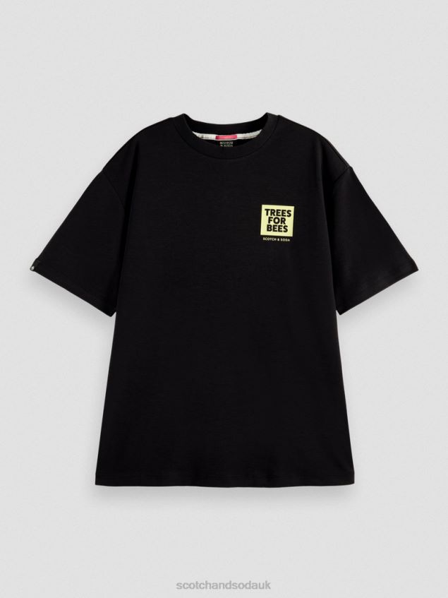 Scotch & Soda Women Loose Fit Graphic T-Shirt LP48HB115 Clothing Black