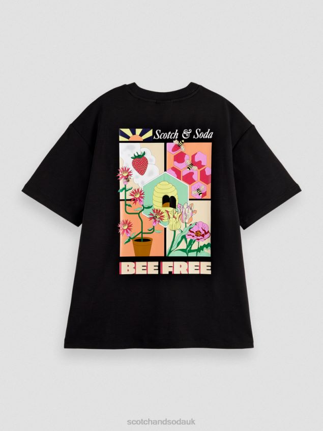 Scotch & Soda Women Loose Fit Graphic T-Shirt LP48HB115 Clothing Black