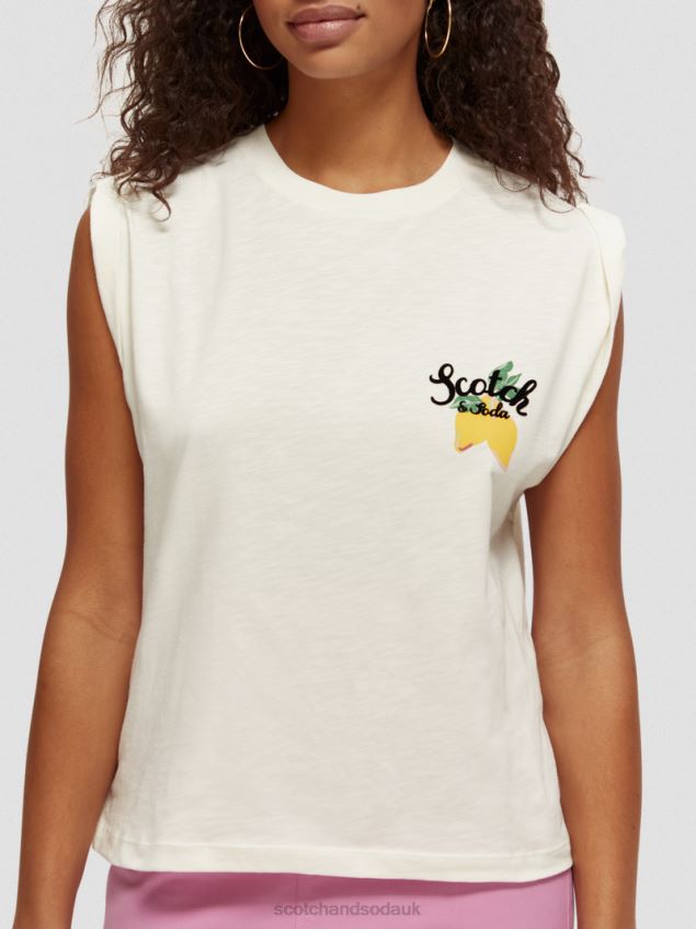 Scotch & Soda Women Loose Muscle-Fit T-Shirt LP48HB74 Clothing Vanilla White