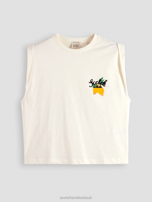 Scotch & Soda Women Loose Muscle-Fit T-Shirt LP48HB74 Clothing Vanilla White