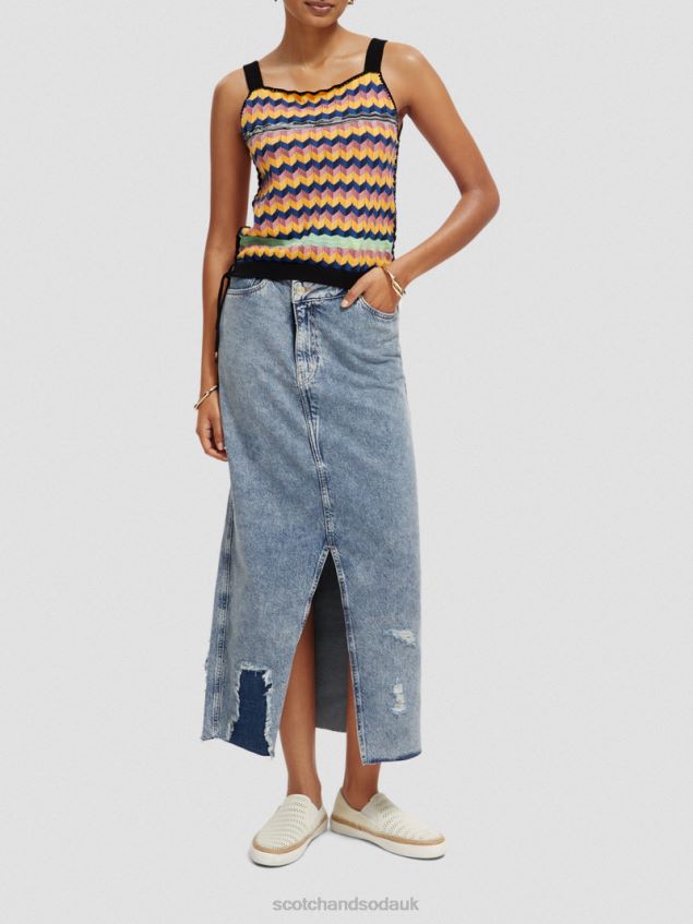 Scotch & Soda Women Organic Cotton Knitted Tank Top LP48HB125 Clothing Multi Stripe