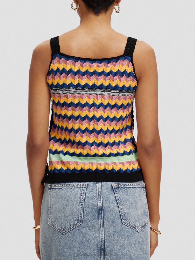 Scotch & Soda Women Organic Cotton Knitted Tank Top LP48HB125 Clothing Multi Stripe