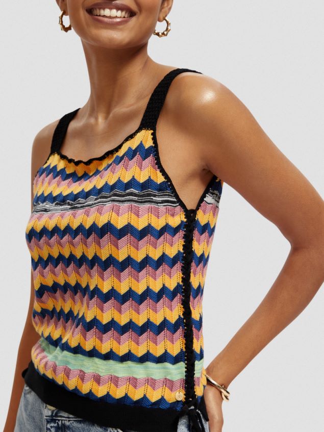Scotch & Soda Women Organic Cotton Knitted Tank Top LP48HB125 Clothing Multi Stripe
