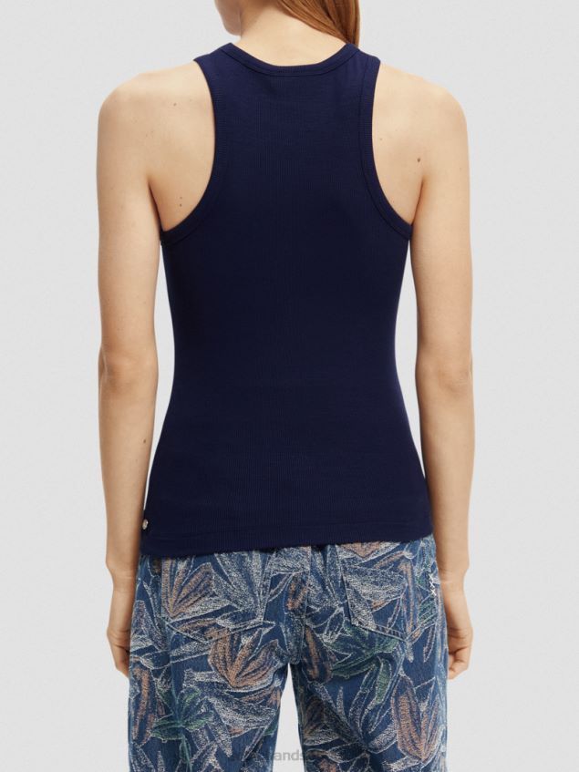 Scotch & Soda Women Organic Cotton Racerback Tank Top LP48HB83 Clothing Navy