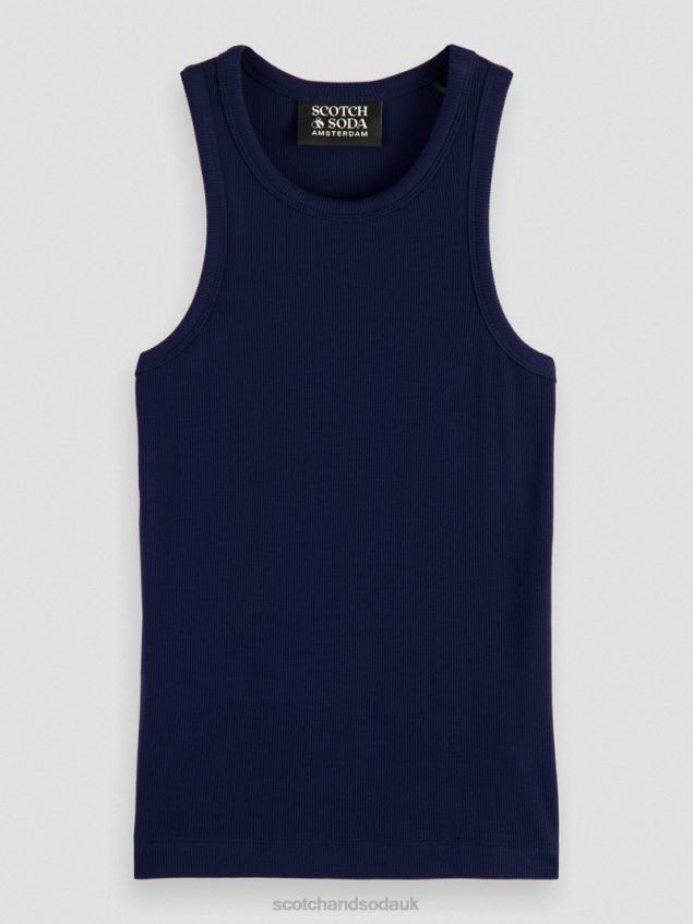 Scotch & Soda Women Organic Cotton Racerback Tank Top LP48HB83 Clothing Navy