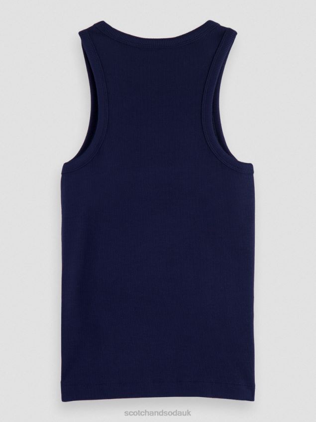 Scotch & Soda Women Organic Cotton Racerback Tank Top LP48HB83 Clothing Navy