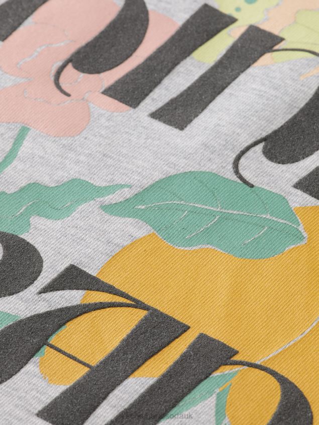 Scotch & Soda Women Relaxed Fit Artwork Organic Cotton T-Shirt LP48HB82 Clothing Grey Melange