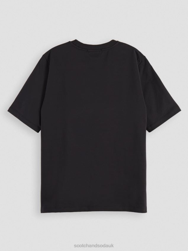 Scotch & Soda Women Relaxed Fit Artwork Organic Cotton T-Shirt LP48HB97 Clothing Black