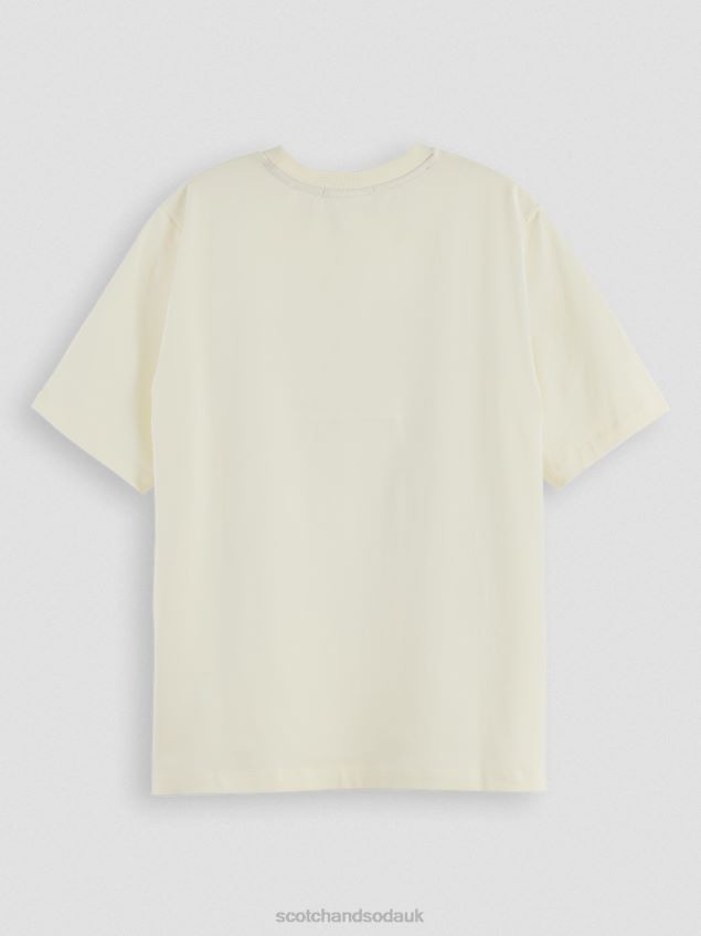 Scotch & Soda Women Relaxed Fit Artwork Organic Cotton T-Shirt LP48HB98 Clothing White