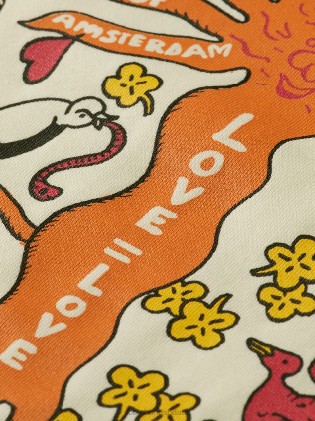 Scotch & Soda Women Relaxed Fit Artwork Organic Cotton T-Shirt LP48HB98 Clothing White