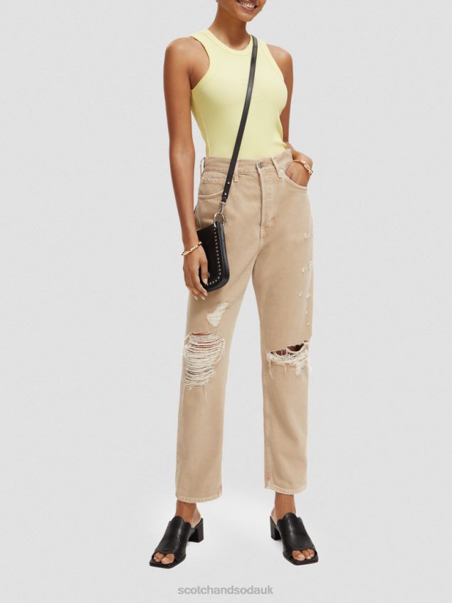 Scotch & Soda Women Rib-Knitted Racerback Tank Top LP48HB110 Clothing Popcorn