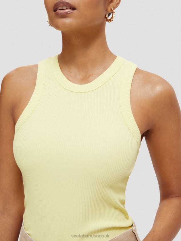 Scotch & Soda Women Rib-Knitted Racerback Tank Top LP48HB110 Clothing Popcorn
