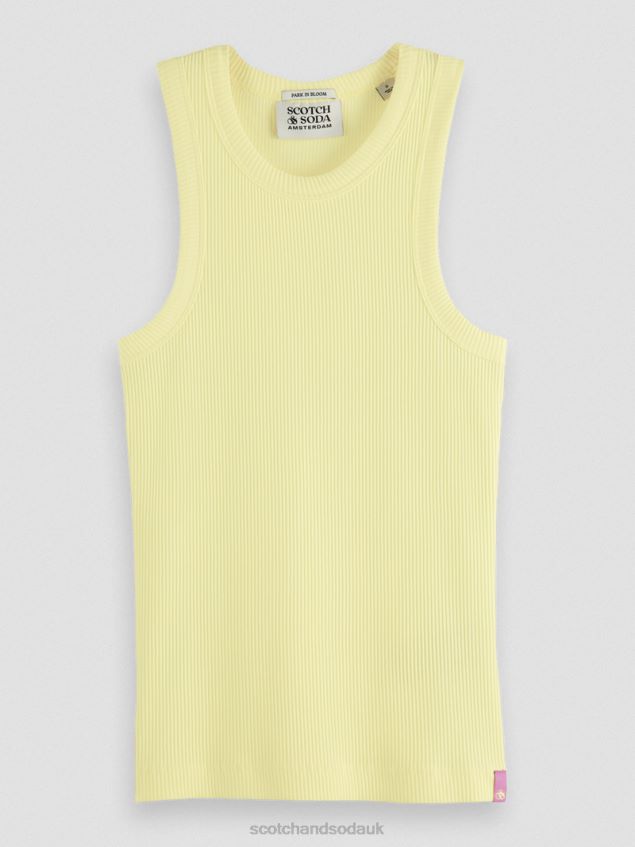 Scotch & Soda Women Rib-Knitted Racerback Tank Top LP48HB110 Clothing Popcorn