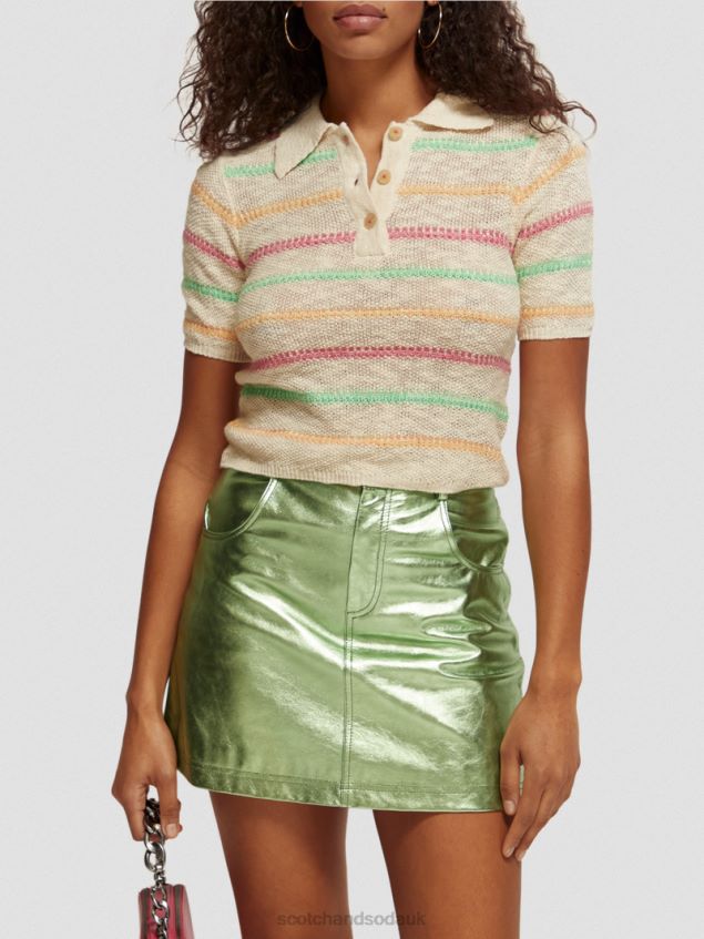 Scotch & Soda Women Striped Knitted Sweater LP48HB108 Clothing Vanilla White