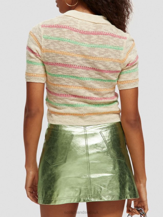 Scotch & Soda Women Striped Knitted Sweater LP48HB108 Clothing Vanilla White