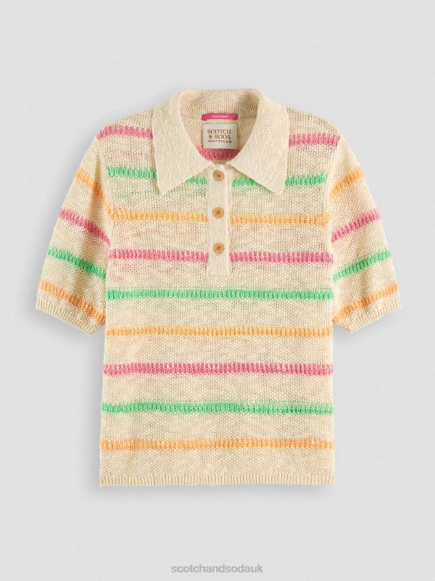 Scotch & Soda Women Striped Knitted Sweater LP48HB108 Clothing Vanilla White