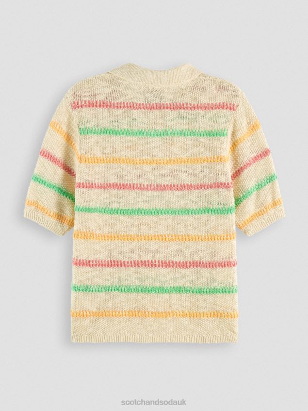 Scotch & Soda Women Striped Knitted Sweater LP48HB108 Clothing Vanilla White